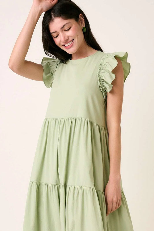 Mittoshop Ruffle Short Sleeve Tiered Maxi Dress - Velora
