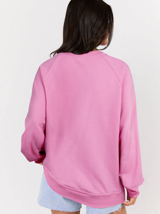 Lace Patched Raglan Sleeve Loose Fit Sweatshirt - Velora