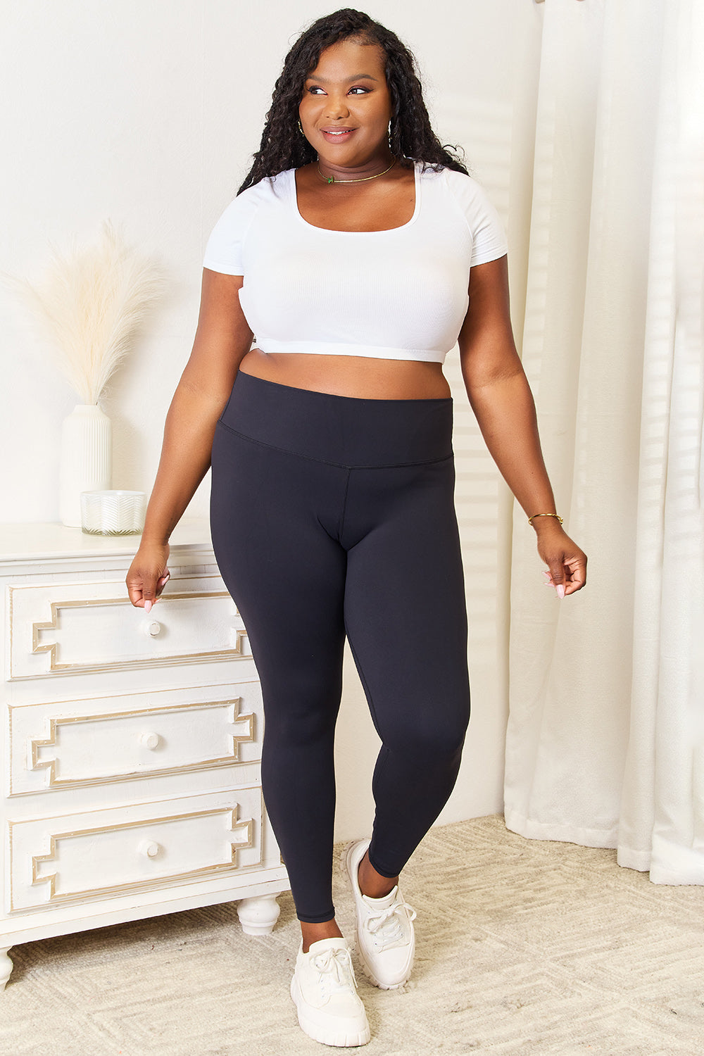 Double Take Wide Waistband Sports Leggings - Velora