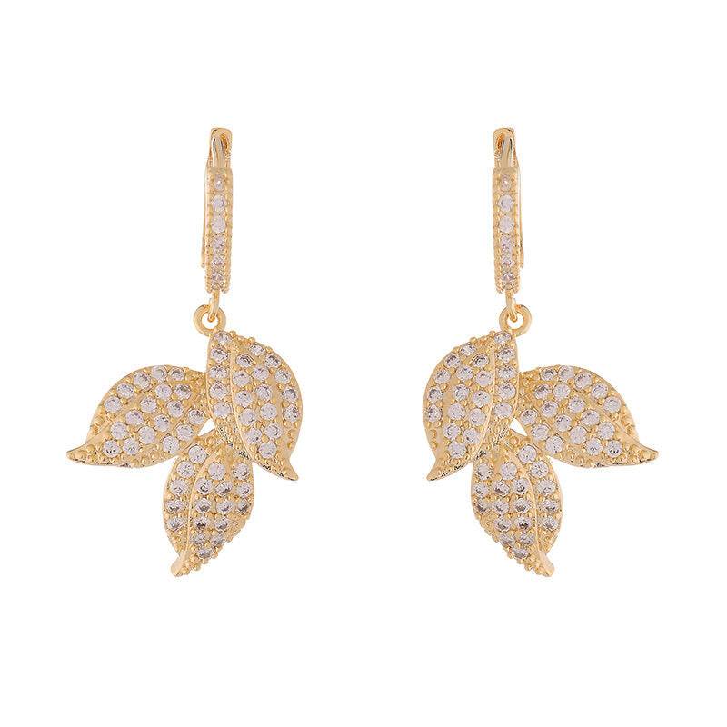 Light Luxury Gold Leaf Exquisite Earrings Light Luxury Temperament - Velora