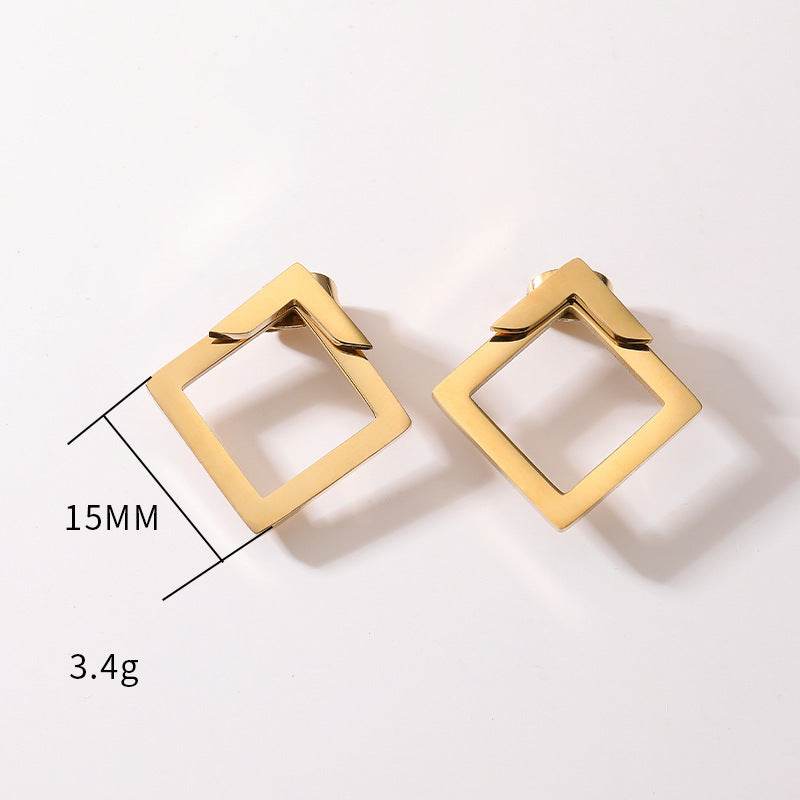 Women's Simple European And American Style Square Geometric Earrings For Women Trendy Simple Metal Ear Jewelry Accessories - Velora