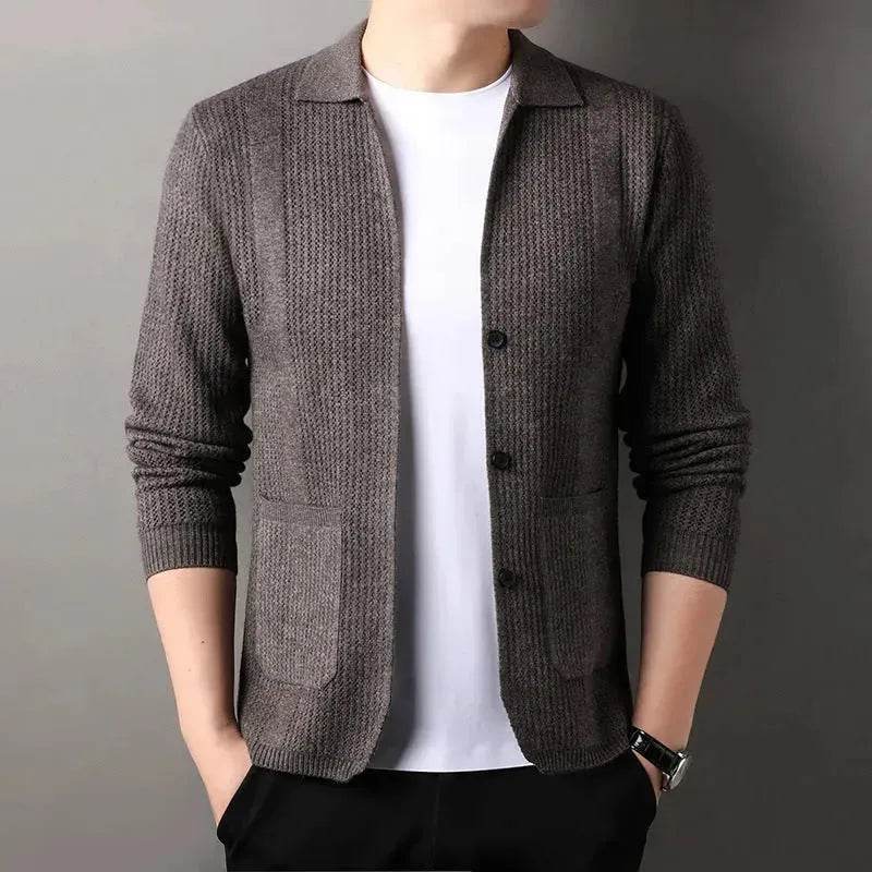 Slim fit Knitted Cardigan sweater For Young Men Workwear for fall Winter - Velora