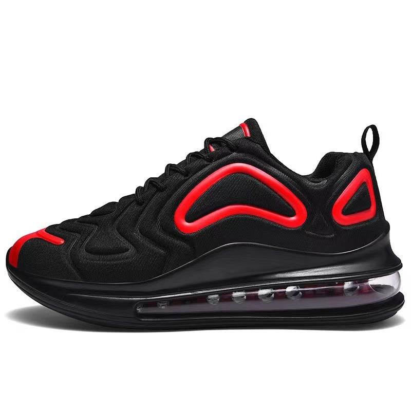 Casual Air Cushion Black Shoes Men Outdoor Breathable Lace-up Sneakers Running Sports Shoes - Velora