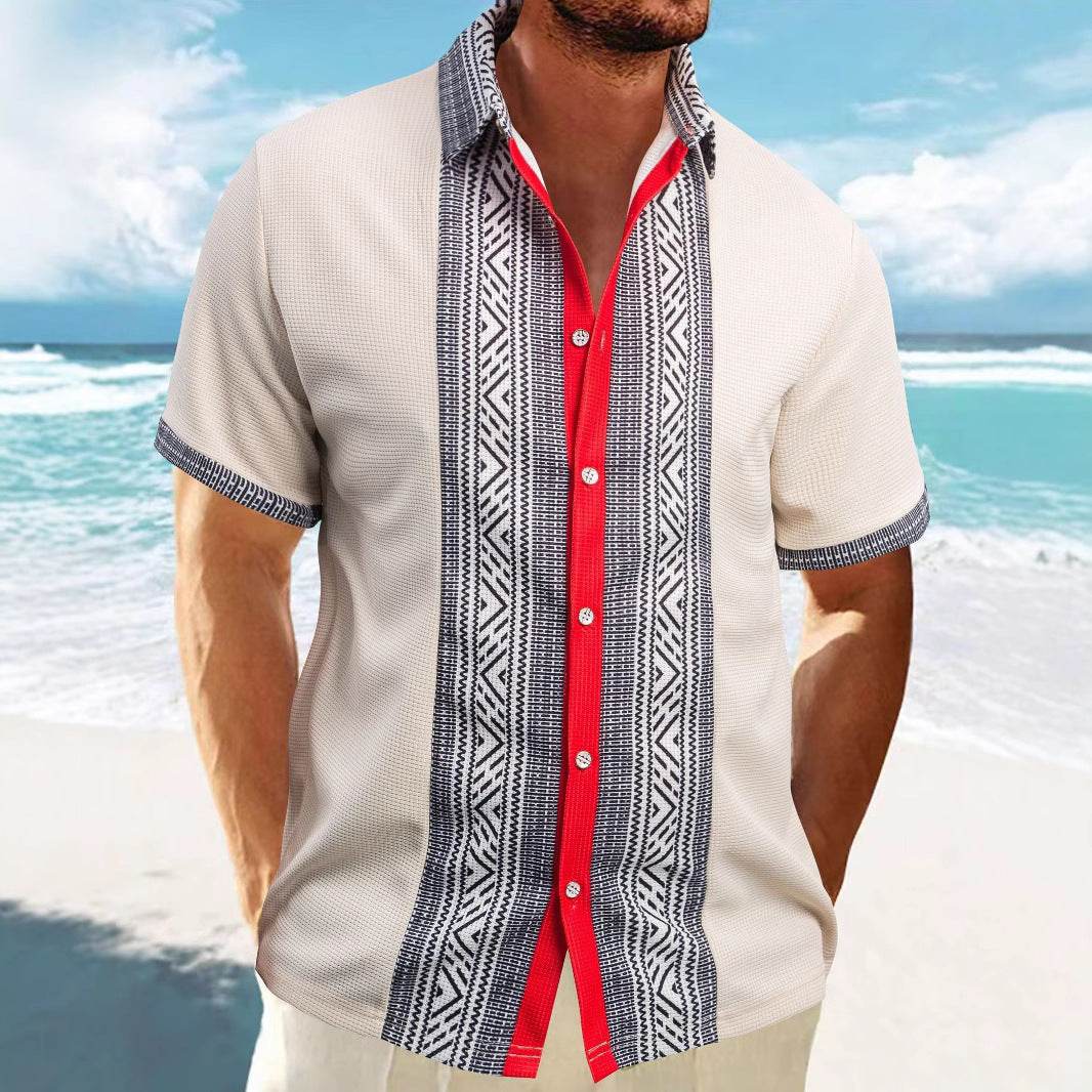 Printed Button Short Sleeve Men - Velora