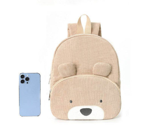 Embroidered Bear Backpack â Corduroy Cute Bag - Velora