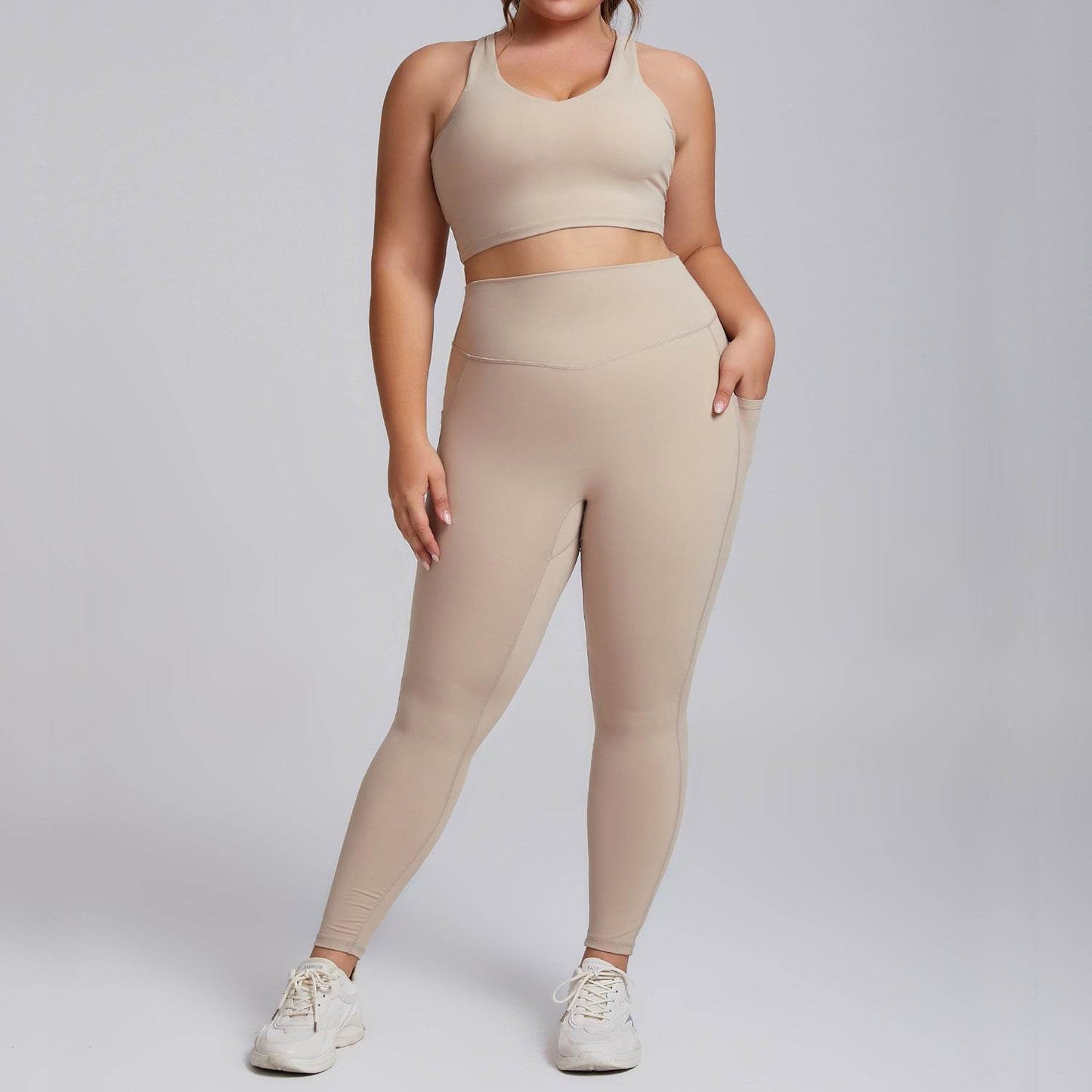 Plus Size Women Sports Workout Gym - Sleeveless Crop and Pant - Velora