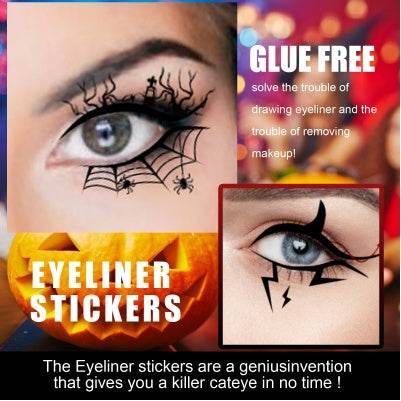 Halloween Eyeliner Patch, Scary Fashion Party Makeup Kit Bat Spider Decorative Eyeliner Eyeshadow Patch - Velora