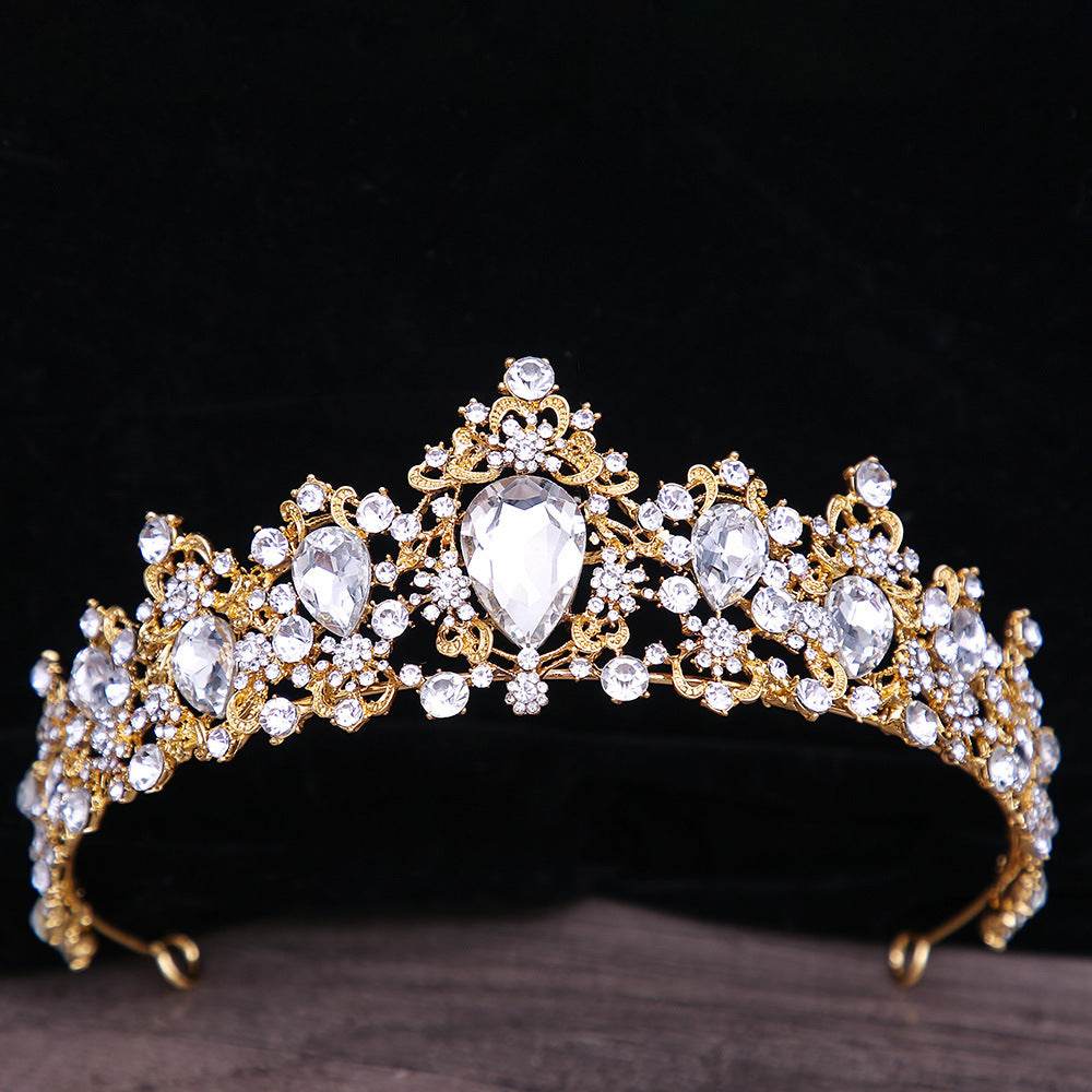 Baroque Rhinestone Crystal Bridal Crown - Velora