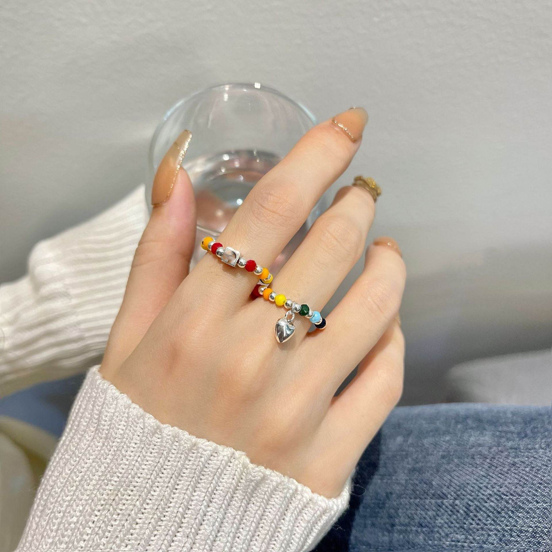 Women's Temperament Fashion Sterling Silver Lovely Love Ring - Velora