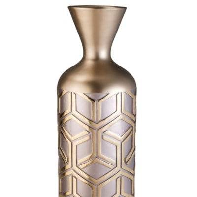 22 Tall Polyresin Decorative Vase, Weave Rose Gold Design - Velora