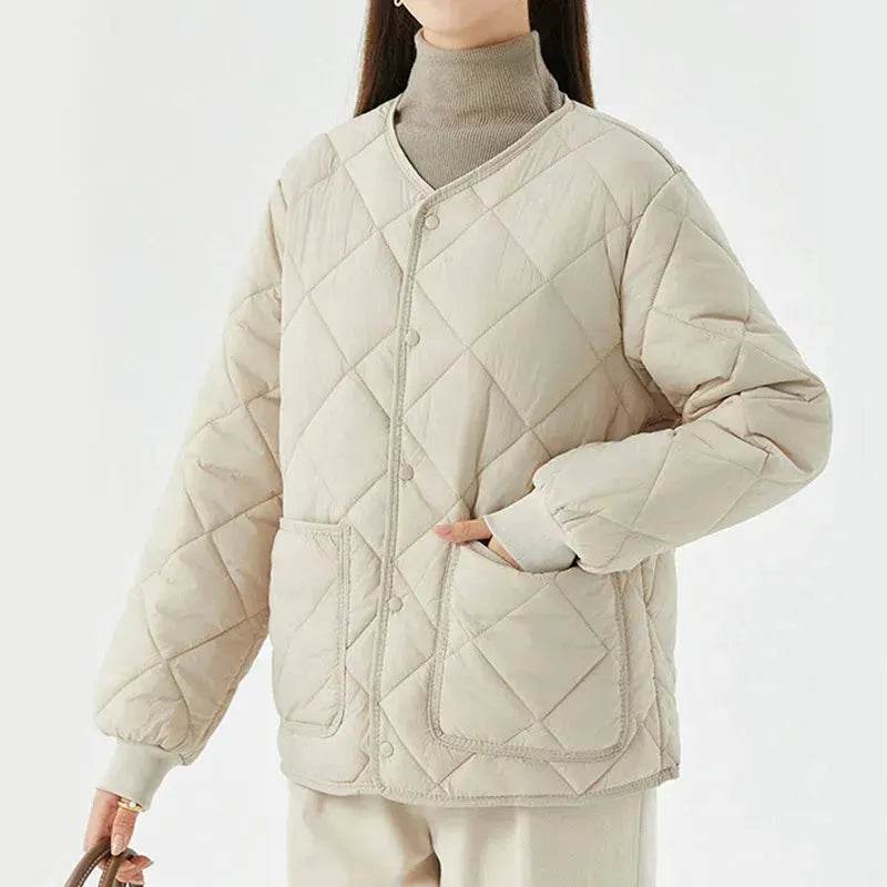 Quilted Padded Coat Winter Jacket With Pockets Lightweight Outerwear For Women's Clothing - Velora