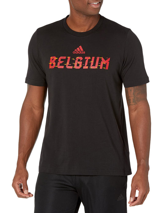 adidas Mens World Cup 2022 Tee Black (Belgium) Large