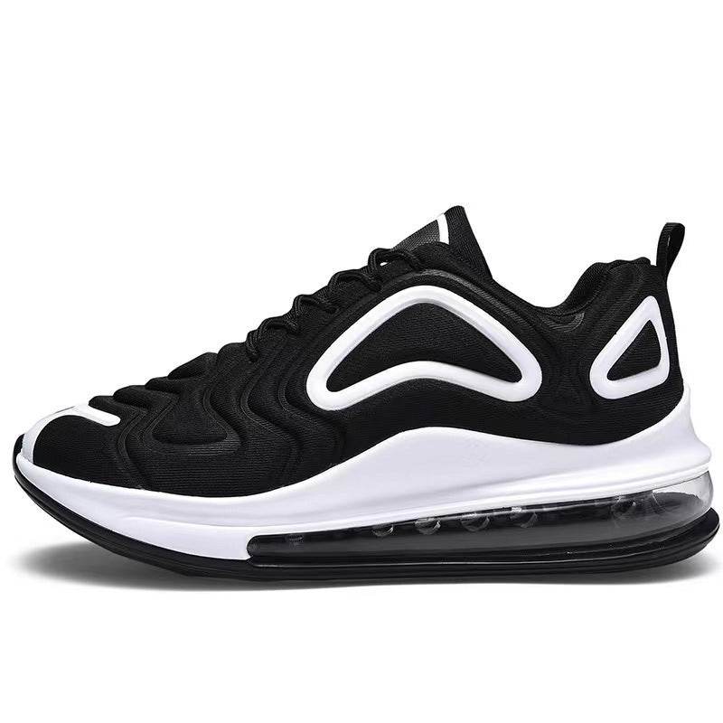 Casual Air Cushion Black Shoes Men Outdoor Breathable Lace-up Sneakers Running Sports Shoes - Velora