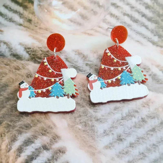 Sweet Christmas Tree Earrings With Rhinestones New Fashion Christmas Acrylic Earrings Women's Jewelry - Velora
