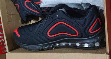 Casual Air Cushion Black Shoes Men Outdoor Breathable Lace-up Sneakers Running Sports Shoes - Velora