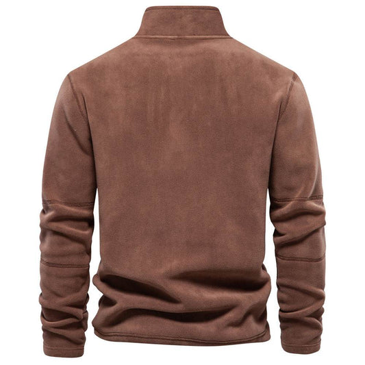 Fashion Personality Stand-collar Zippered Sweatshirt With Fleece Winter Casual Pullover Top Men's Clothing - Velora