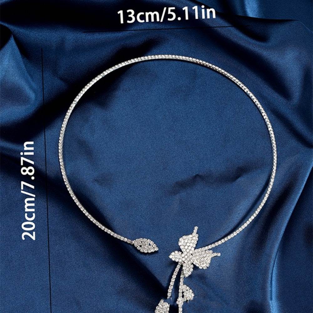 Rhinestone Butterfly Collar Simple Design - Velora