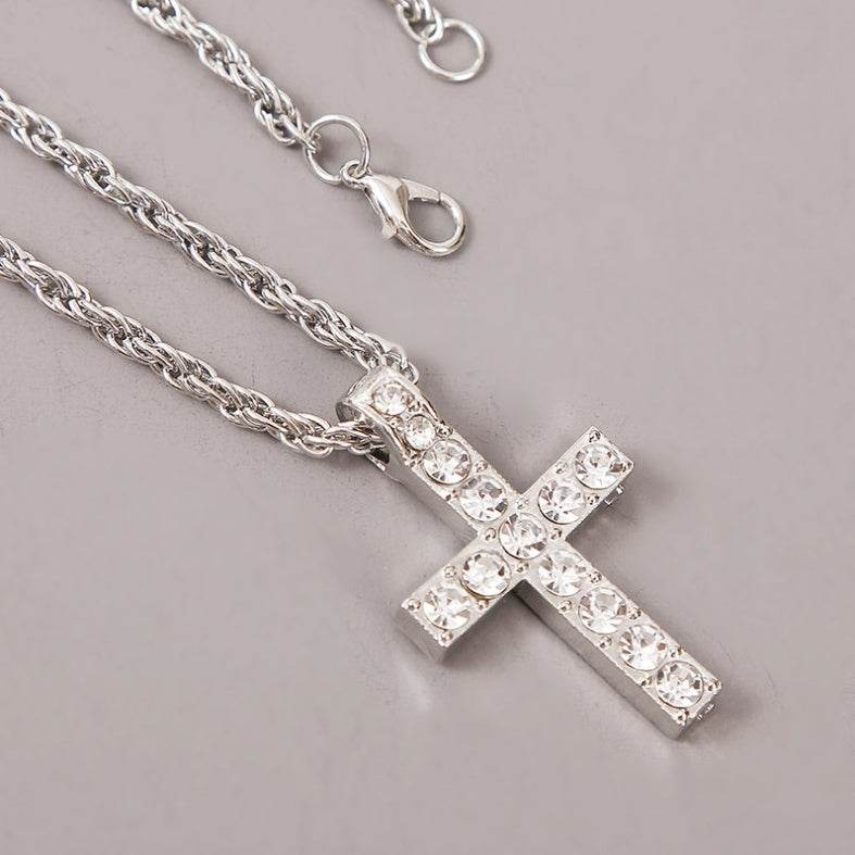 Cross Pendant Necklaces For Women Men Punk Hiphop Rope Chain On Neck Rapper Jewelry - Velora