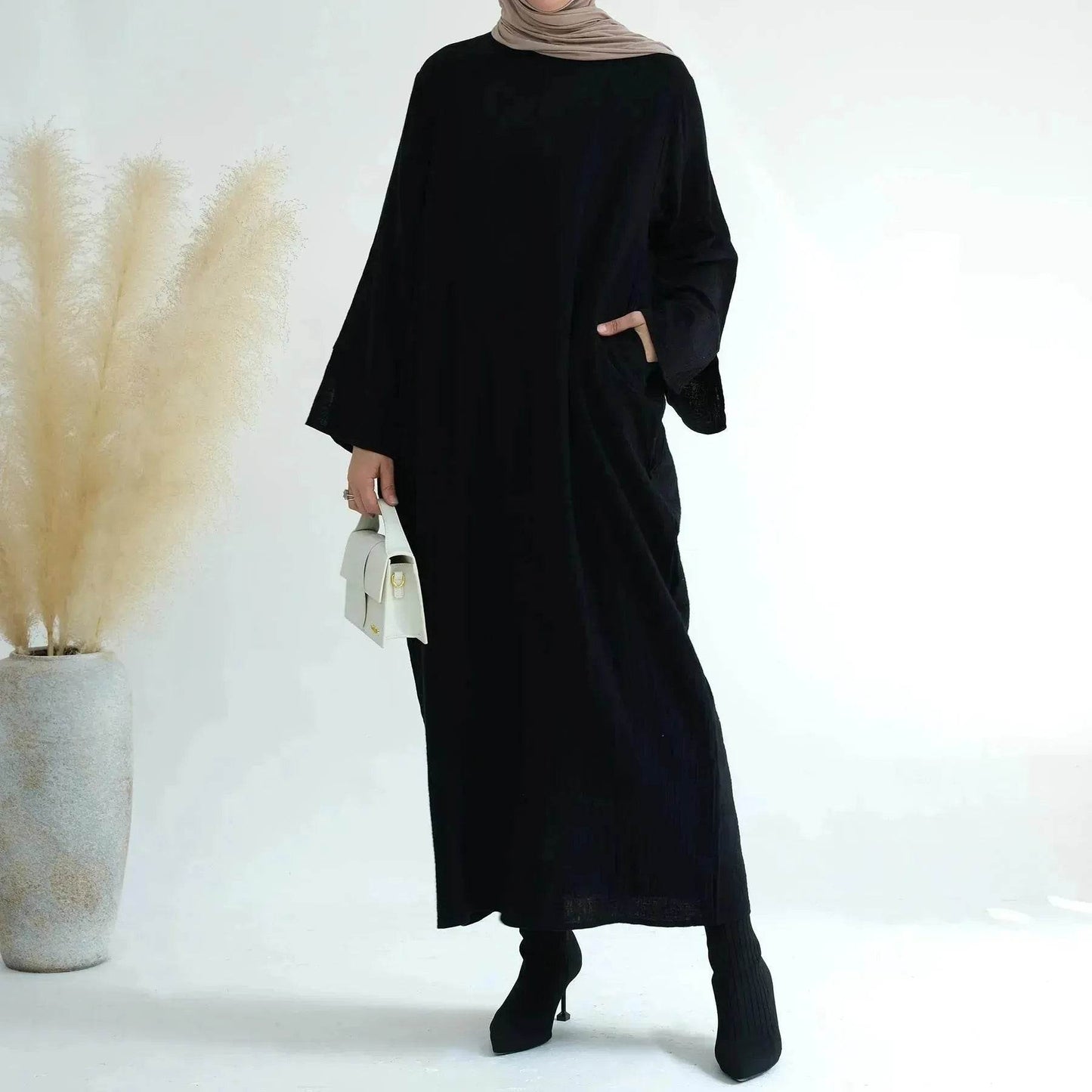 Plain Abaya Dress Eid Abaya 2025 Simple cotton abaya - Velora