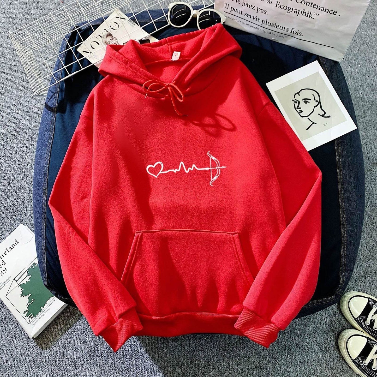 Fleece-lined Hoodie Sweater Couple's Tops Loose - Velora