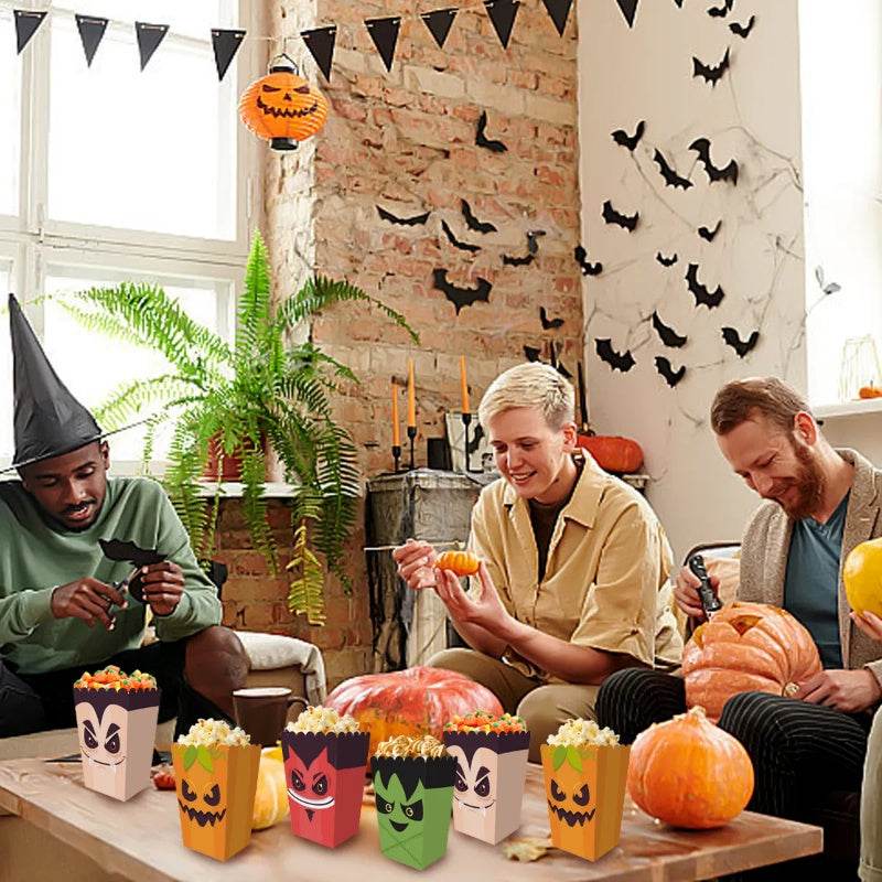12 Pieces Halloween Popcorn Box Halloween Party Favor Snack Treat Boxes Candy Cookie Container Decorations Gifts For Popcorn Sales Halloween Party Favor Supplies - Velora