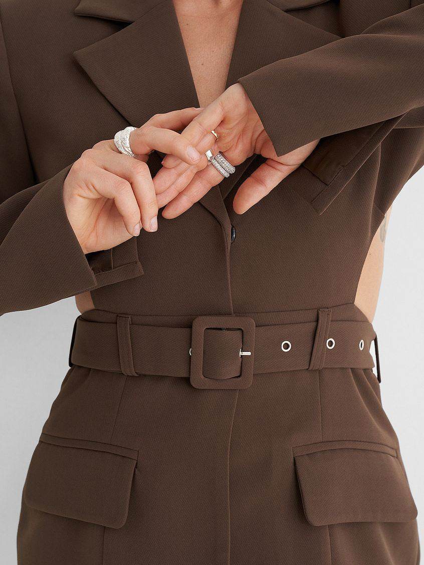 Cutout Open Back Lace-up Blazer - Velora