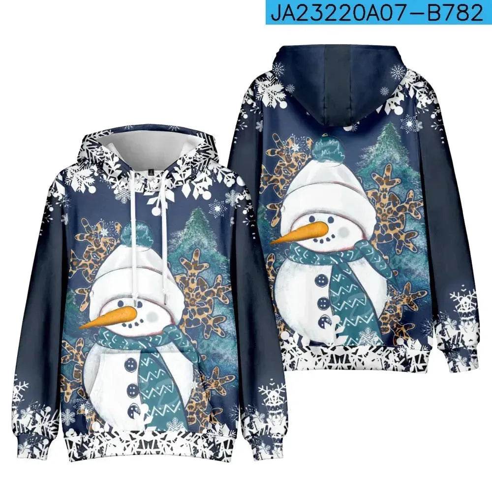 Christmas Snowman Personalized Printed Hoodie Sweatshirts - Velora