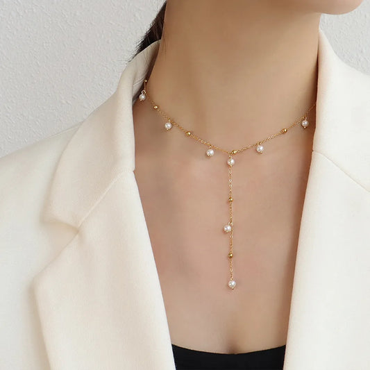 18K Gold-Plated Pearl Drop Necklace - Velora