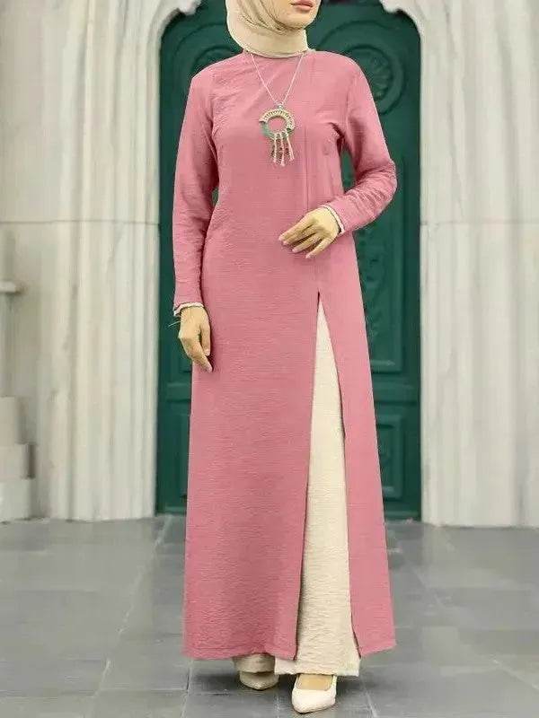ArabWomen Plain Split Long sleeve Abaya Dress - Velora