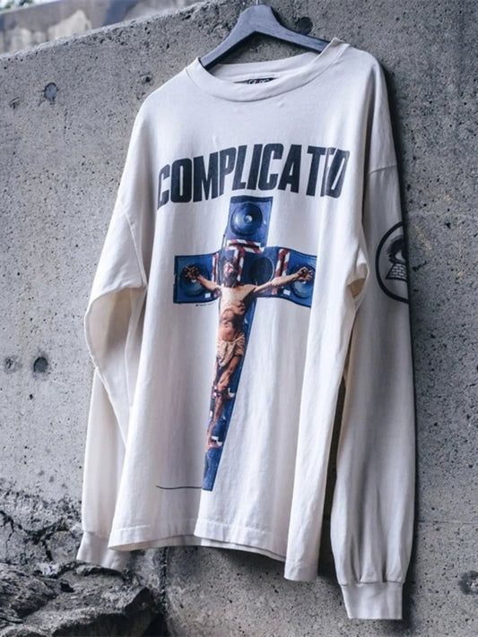 Men's Graphic Round Neck Long Sleeve T-Shirt - Velora