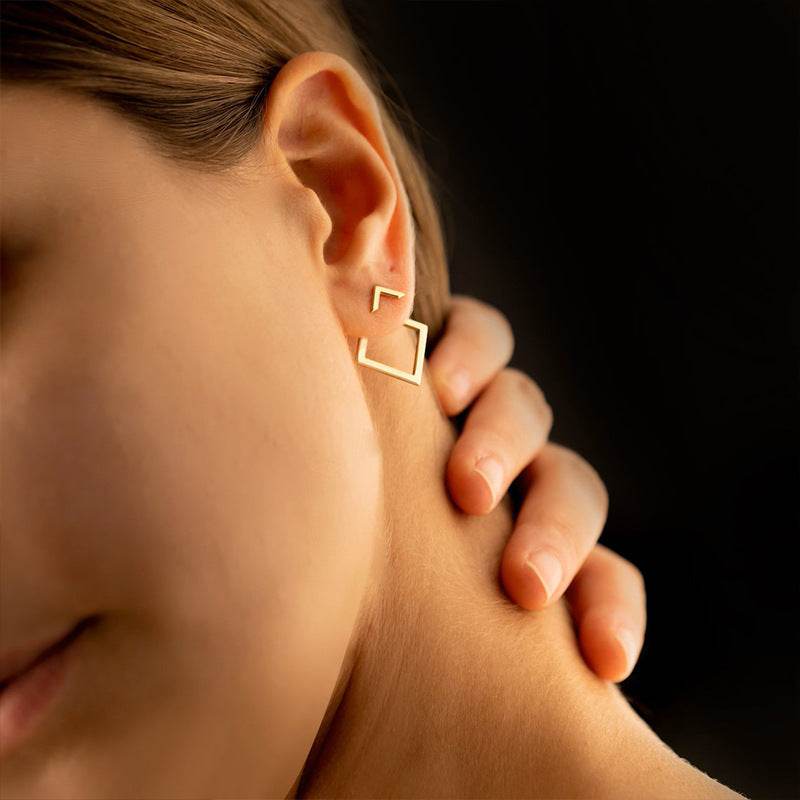 Women's Simple European And American Style Square Geometric Earrings For Women Trendy Simple Metal Ear Jewelry Accessories - Velora