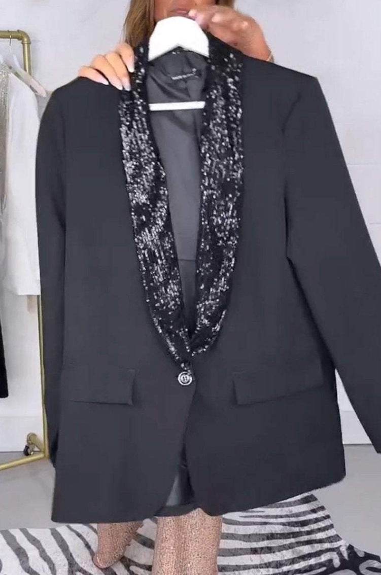 Fashion Rhinestone V-neck Suit Women's Clothing - Velora