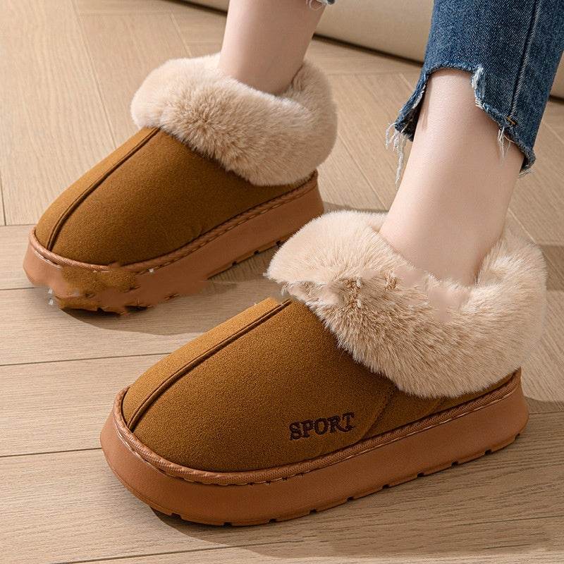 Cozy Plush Soft Slippers Shoes For Women Non-Slip Platform Shoes With Faux Fur Lining Mute Sole And Comfortable Fit For Indoor Wear - Velora