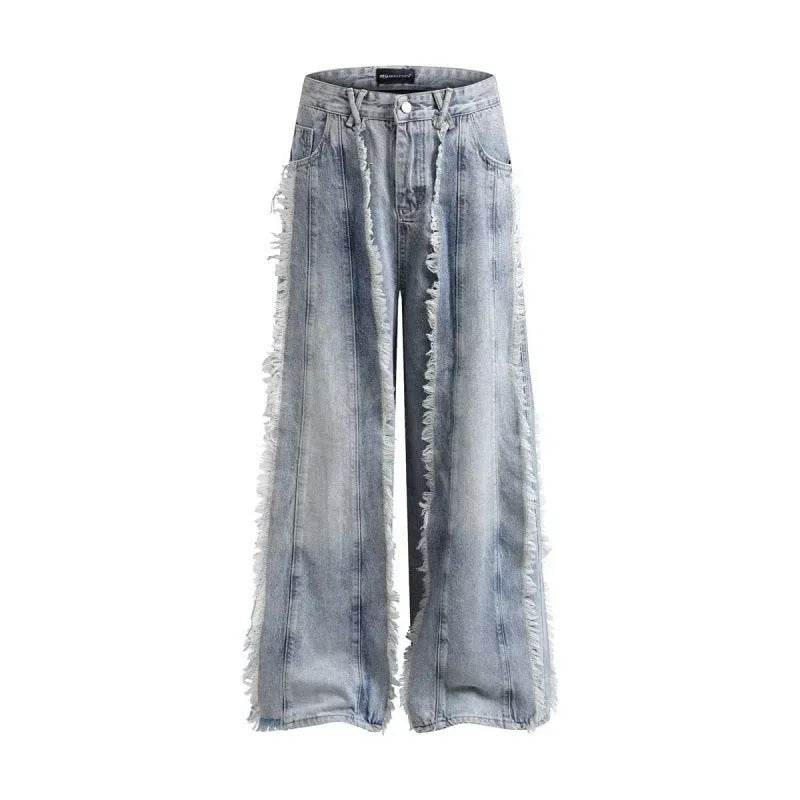 Jeans Destroyed Loose Burrs Wide Leg Bootcut Pants - Velora