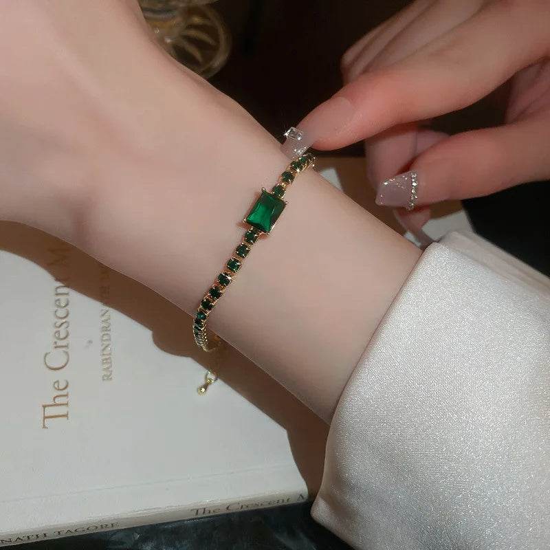 Fashion Jewelry Zircon Geometric Square Bracelet South Korea Fashion Elegant Heart Bracelet Internet Celebrity Light Luxury - Velora