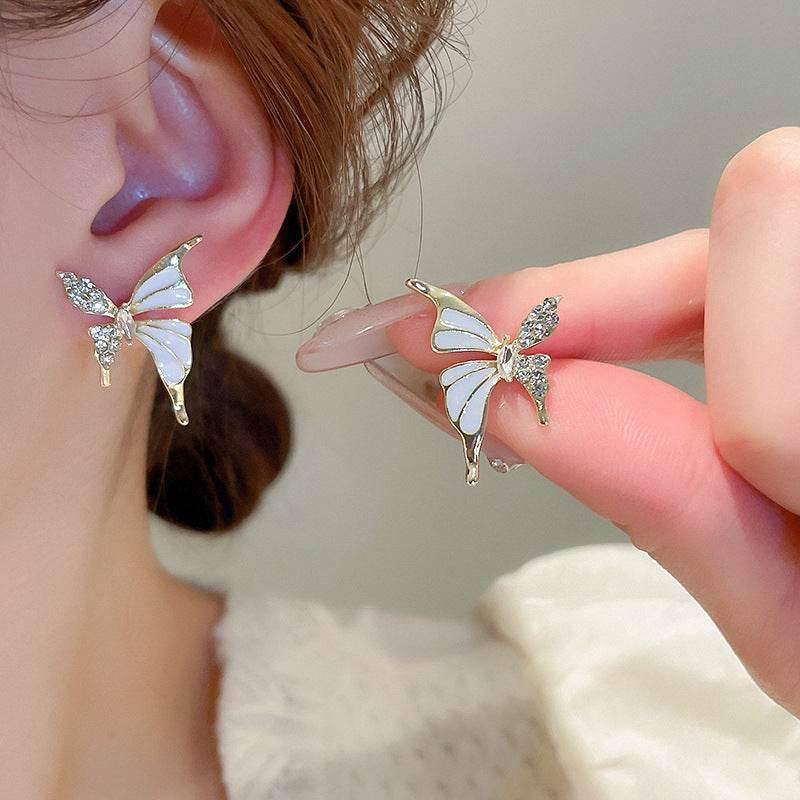 Fashion Jewelry Rhinestone Dripped Butterflies Stud Earrings Sweet Everyday Versatile Jewelry For Women - Velora