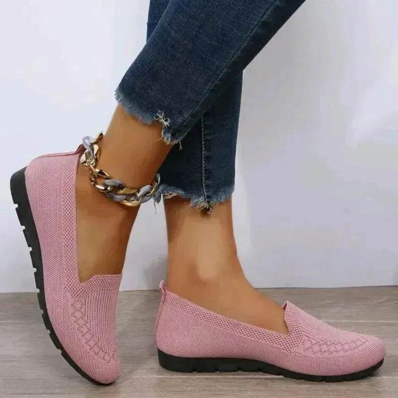 Elegant Casual Mesh Flats Shoes Fashion Solid Color Round Toe Loafers Cozy Lazy Shoes for Women - Velora
