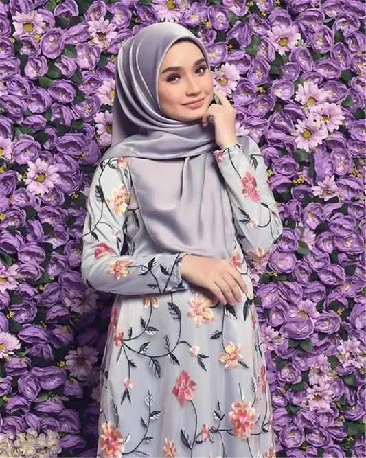 Embroidered Mesh Middle East Turkey Dress - Velora