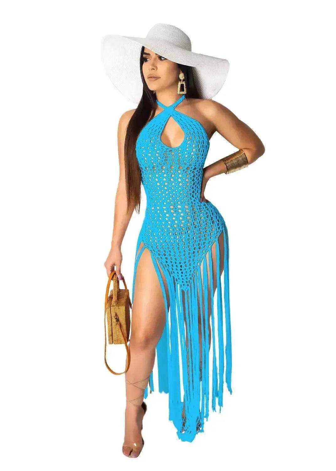 European And American Woven Two-Wear Method Fringed Beach Skirt - Velora