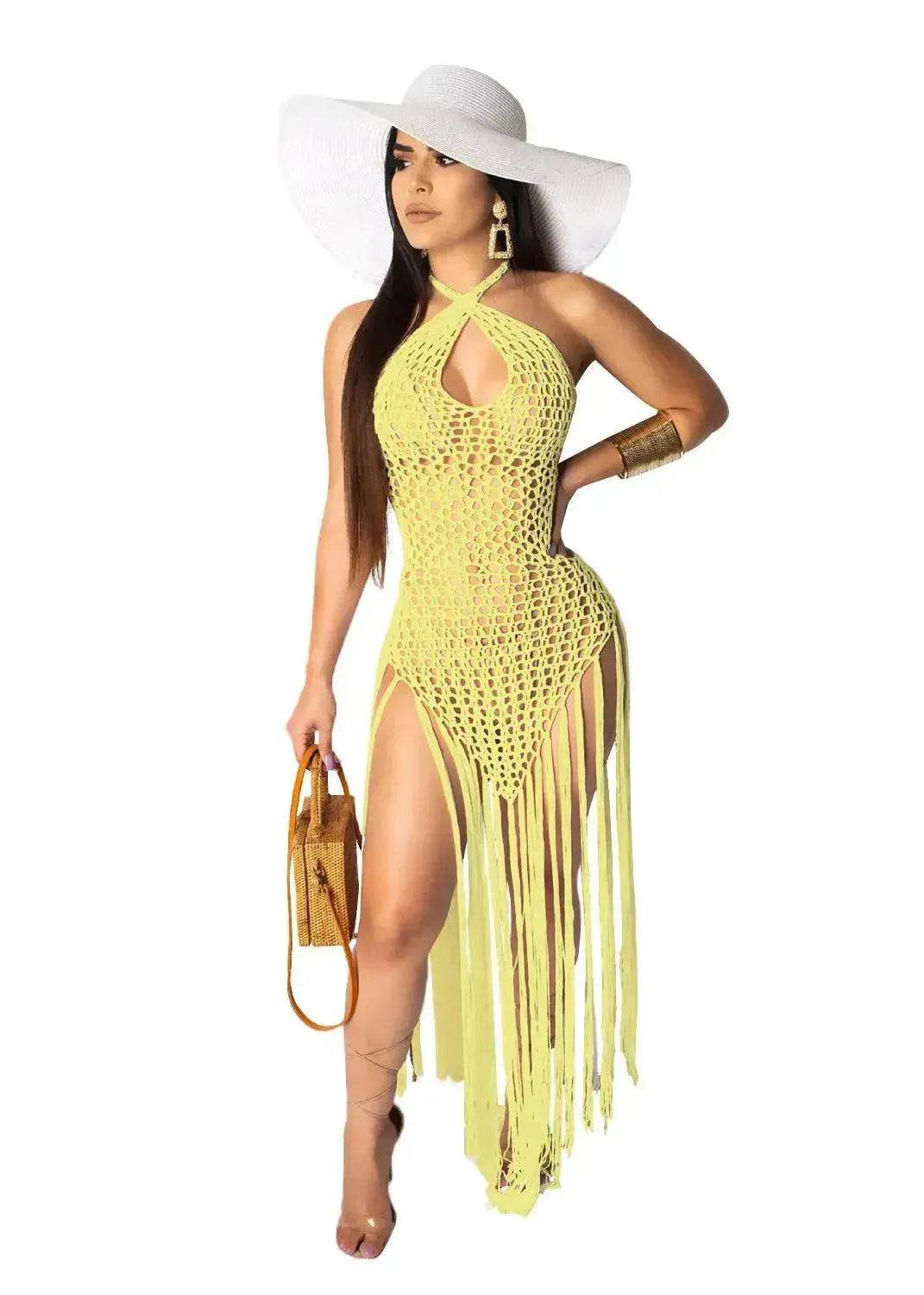 European And American Woven Two-Wear Method Fringed Beach Skirt - Velora