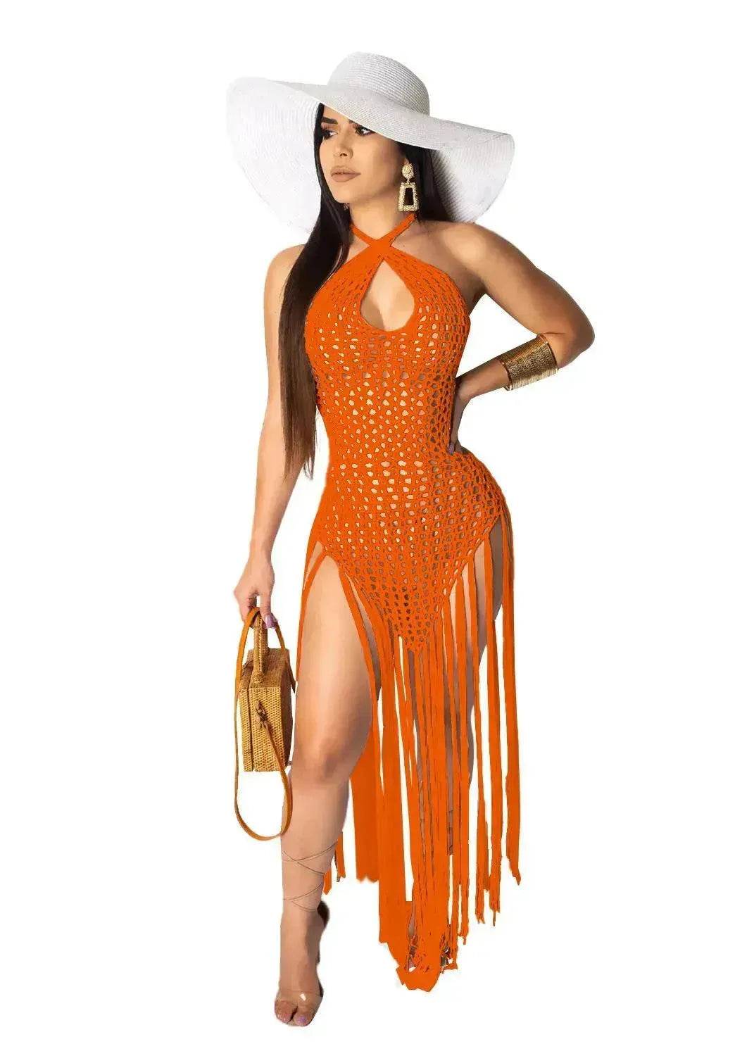 European And American Woven Two-Wear Method Fringed Beach Skirt - Velora