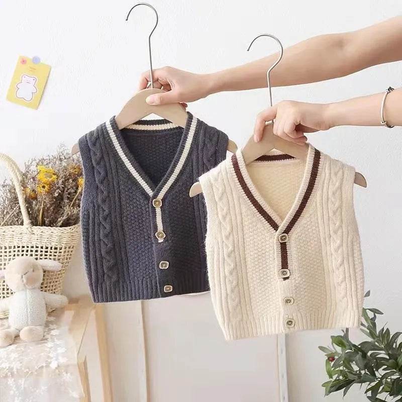 Children Knitted Chunky Sweater Outwear Vest kids - Velora