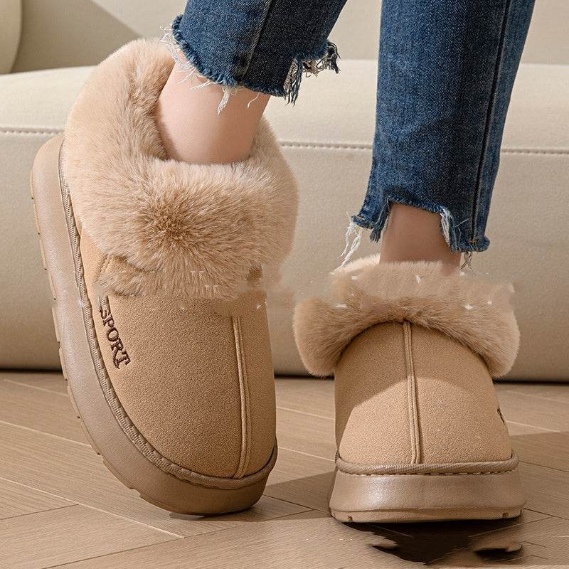 Cozy Plush Soft Slippers Shoes For Women Non-Slip Platform Shoes With Faux Fur Lining Mute Sole And Comfortable Fit For Indoor Wear - Velora