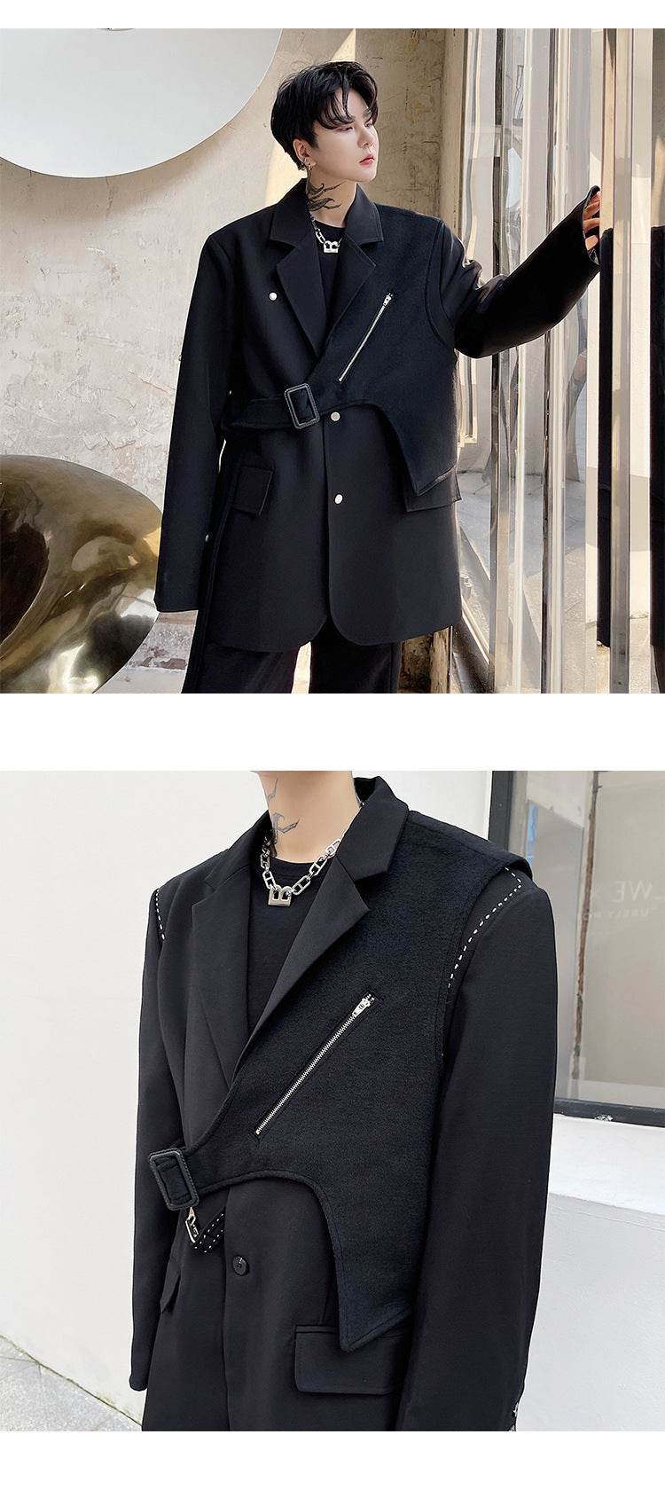 Loose Suit With Zipper Decorations Vest - Velora