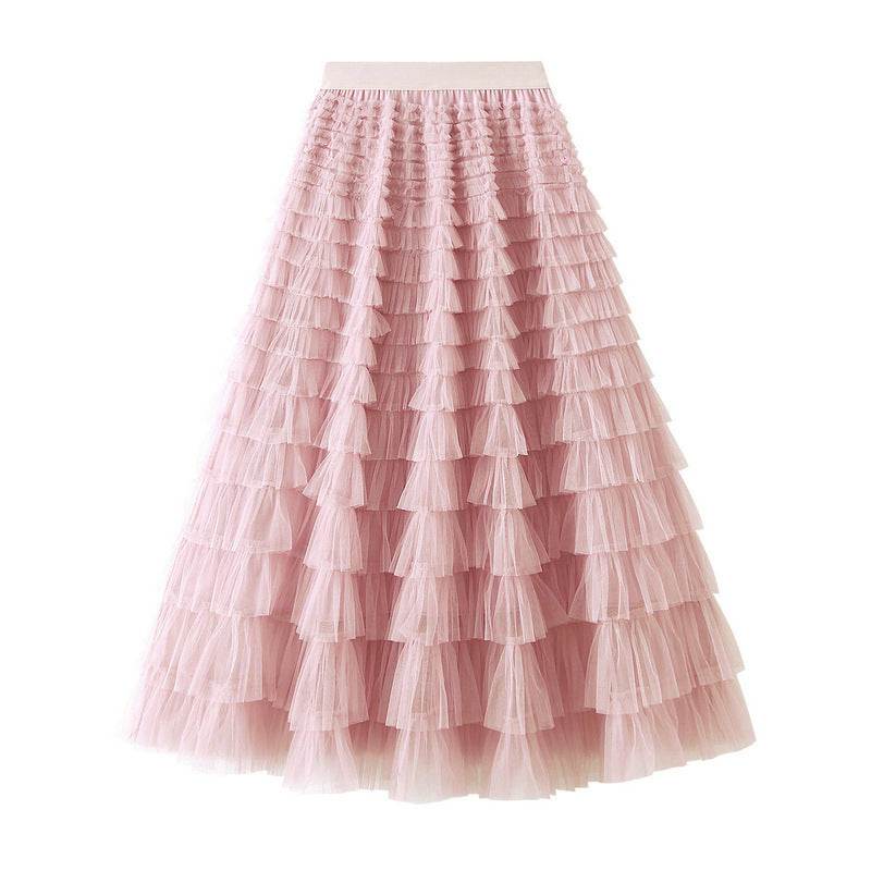 Cake Skirt Women's White Gauze long Layered tulle Skirt - Velora