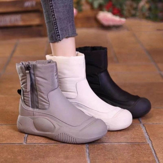 Winter Plush Snow Boots With Side Zipper Warm Thick-sole Non-slip Waterproof Short Shoes For Women - Velora