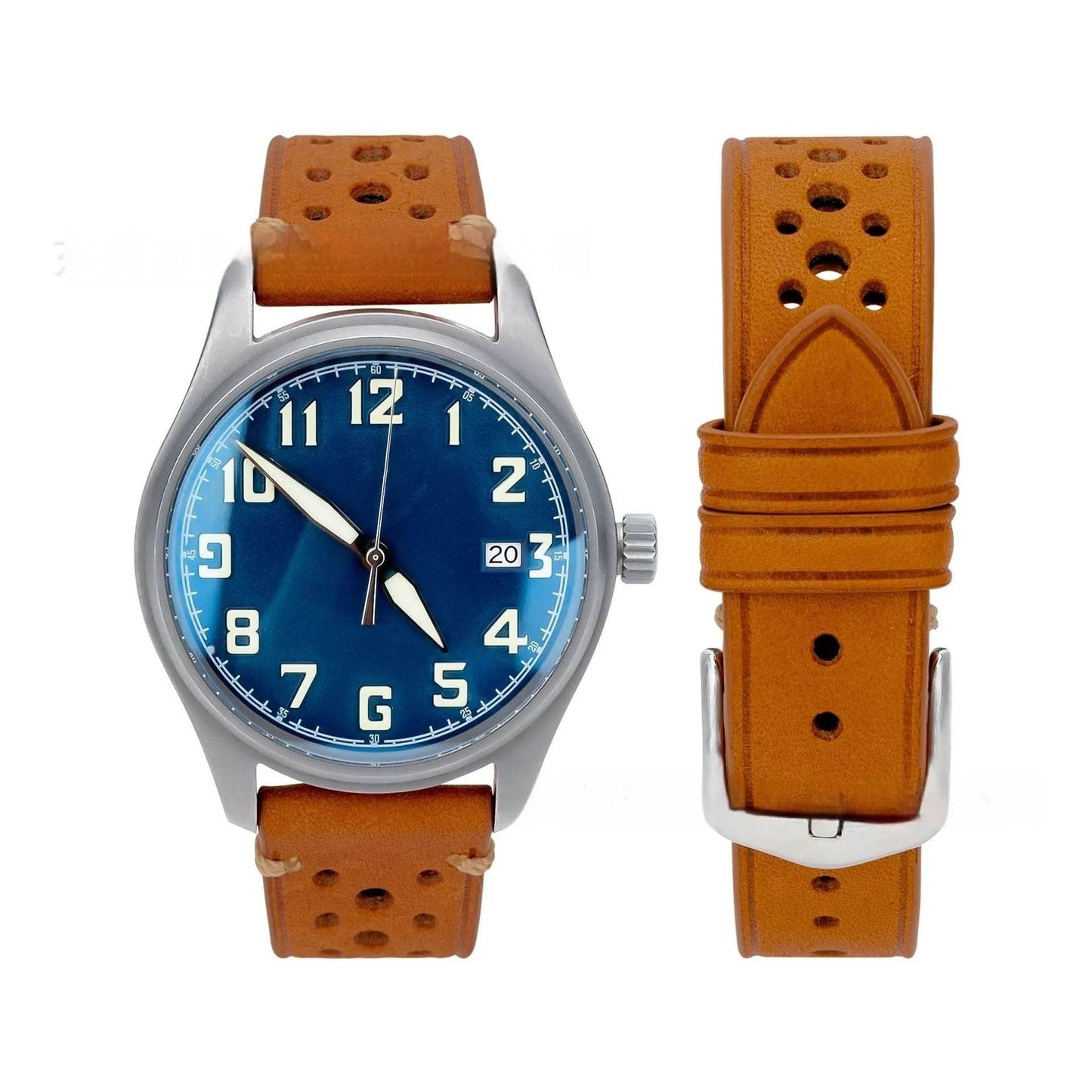 20mm Watch First Layer Cow Leather Watch Strap Retro Comfort - Velora