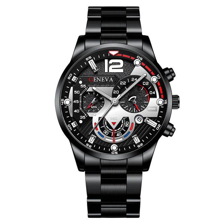 2pcs Men's New Popular Steel Strip Fashion Business Three Eye Quartz Watch Bracelet Set Valentine's Day Gifts - Velora