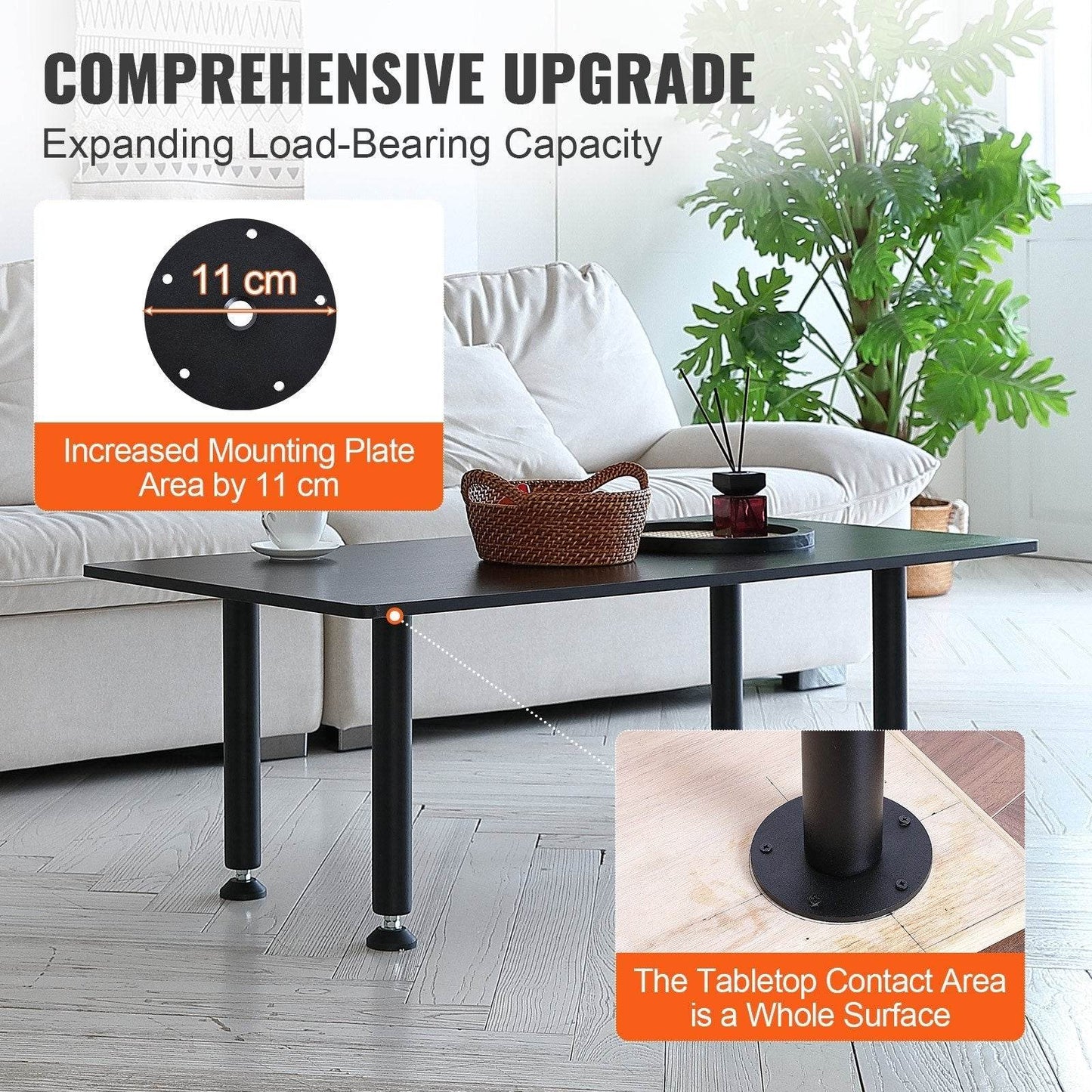16 Inch Adjustable Desk Legs, Set Of 4 - 1200 Lbs Load Capacity. - Velora