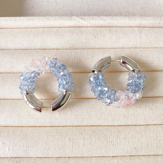 Colored Beaded Earrings Copper White Gold Plated